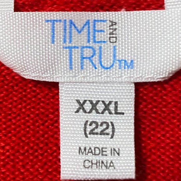 Time and Tru long sleeve red crew neck sweater w/hearts, size XXXL - Picture 10 of 12